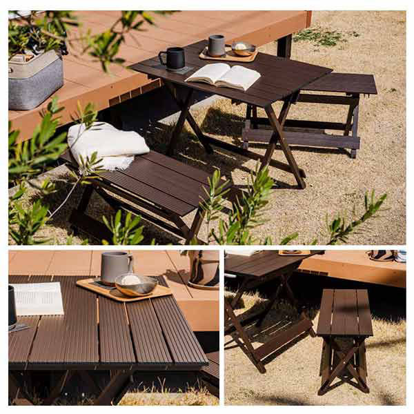 三栄コーポレーション アルミ折りたたみテーブル3点セット 幅78cm A1