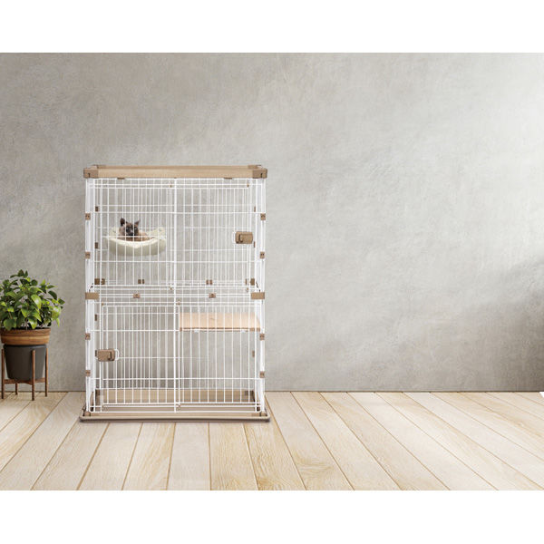 アイリスオーヤマ 猫 ケージ 2段 幅90×奥行60×高さ120cm ウッディ