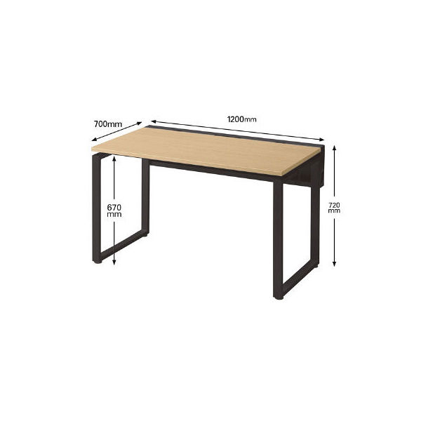 Ceha プレノデスクシステム 平机 引出し無し オーク天板/ブラック脚
