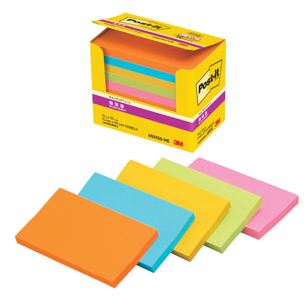 スリーエム(3M) ポストイット ふせん 付箋 強粘着 ノート 75mm×127mm