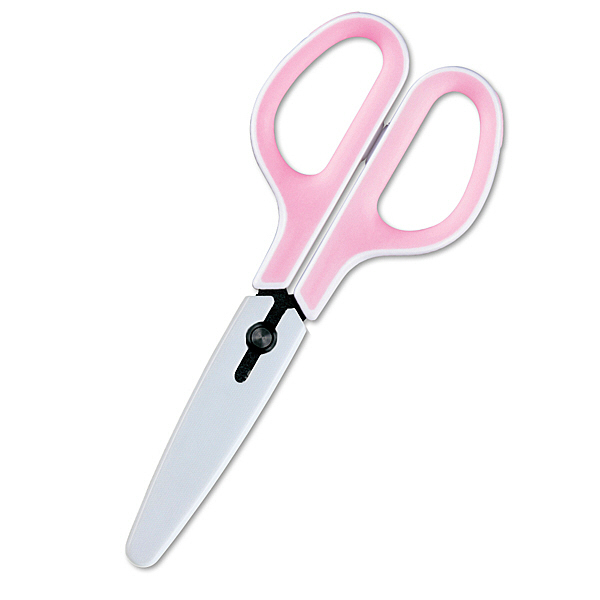 プラス はさみ フィットカットカーブ フッ素コート ホワイト/ピンク 3