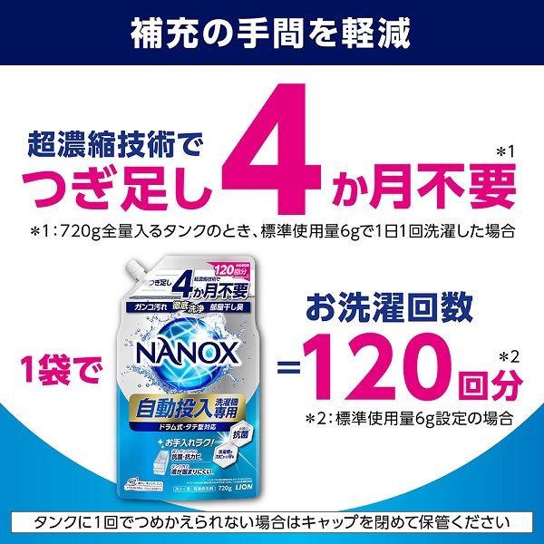 トップスーパーナノックス（NANOX） 洗濯洗剤 濃縮 液体 自動投入洗濯