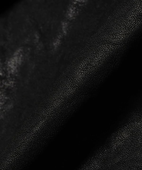 BEAMS（ビームス）ユーズド加工 レザー ジップブルゾン【ワイド