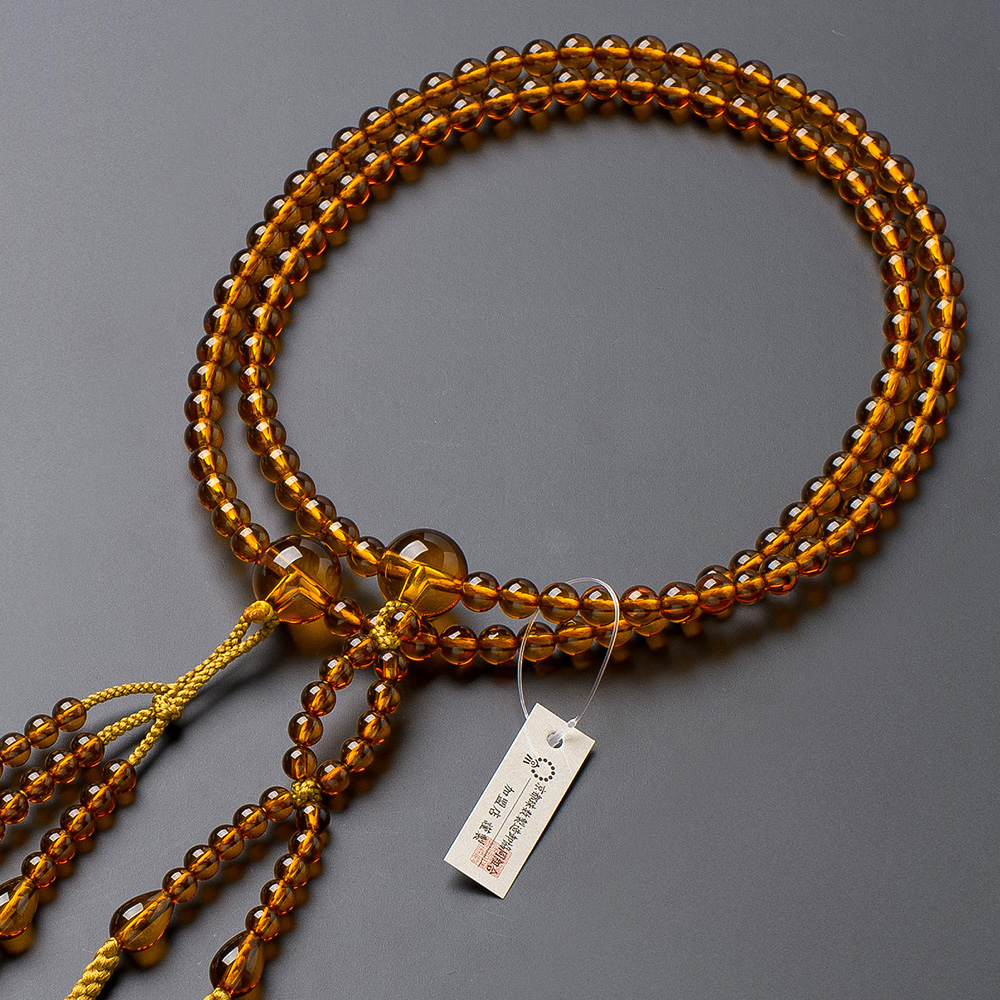 日蓮宗用本式数珠【男性用】 本琥珀 尺2 | 滝田商店