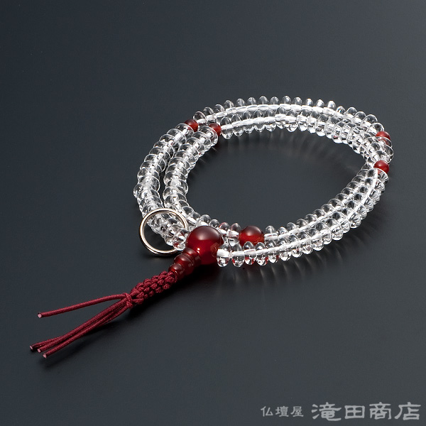 特選腕輪念珠 108珠 曹洞宗用 本水晶 瑪瑙（メノウ）仕立 本式数珠