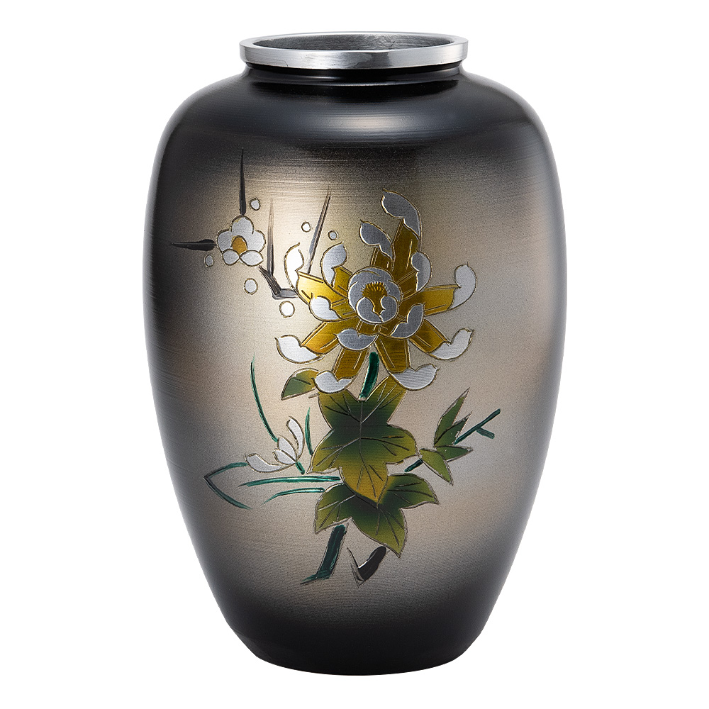 B0952 光斉 作 青銅 花瓶 木箱付 ☆ 花道具 華道具 茶道具 金工