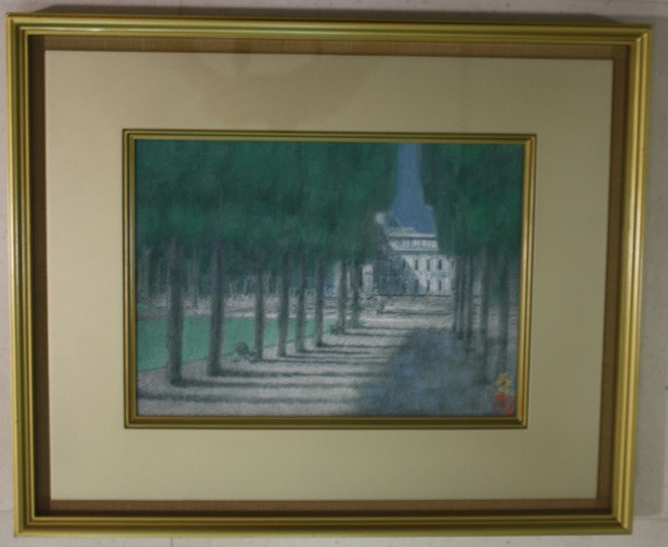 絵画 油絵 竹内敏彦 肉筆油絵 グリーンの輝き F12 絵画 油絵 竹内敏彦