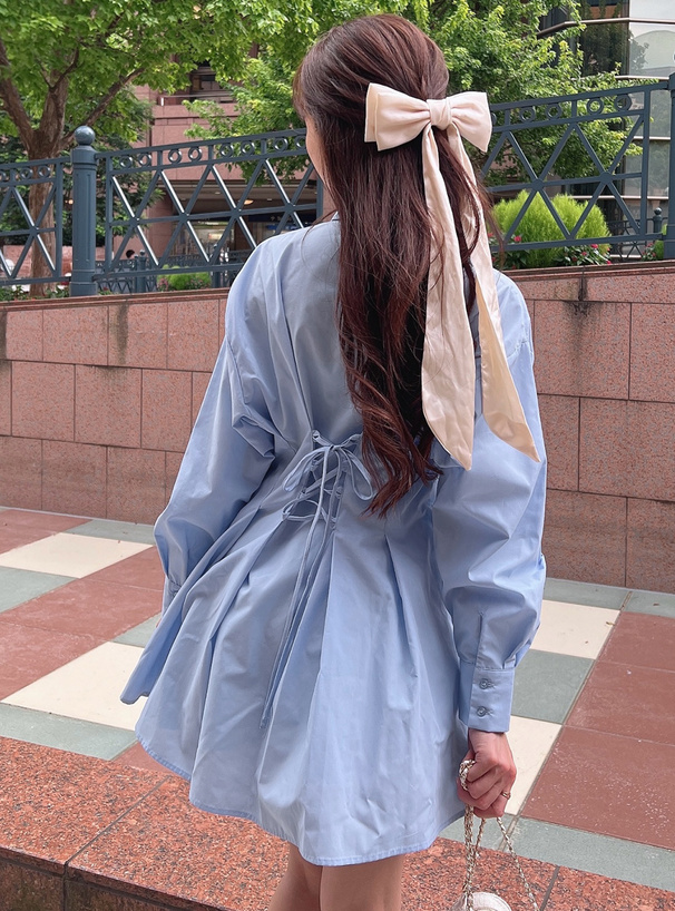バックレースアップタックシャツミニワンピース[ai118] | レディース