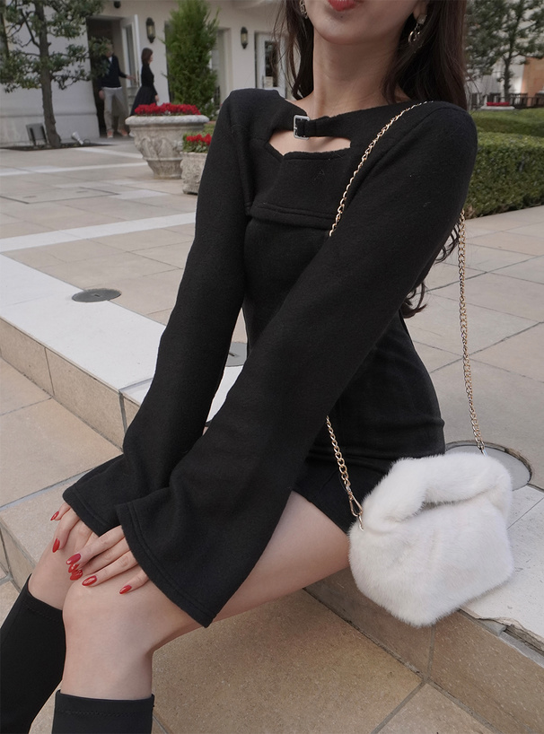 フロントオープンボレロ×ベアワンピースセットアップ[ask102