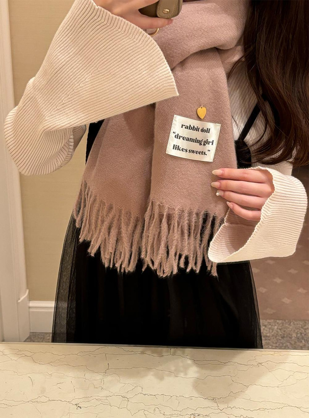 ハートチャーム＆タグ付きマフラー[bl041] | レディースファッション