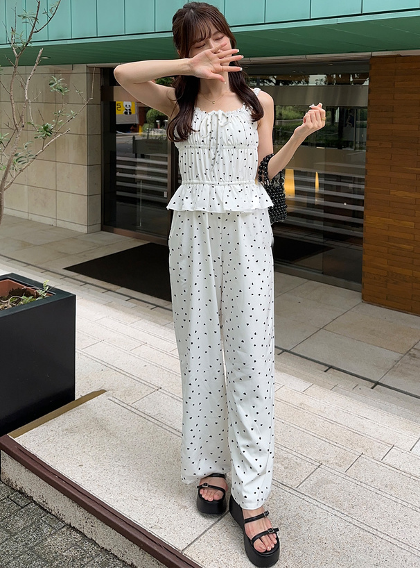 2Wayハート柄フリルオールインワン[dk1245] | レディースファッション