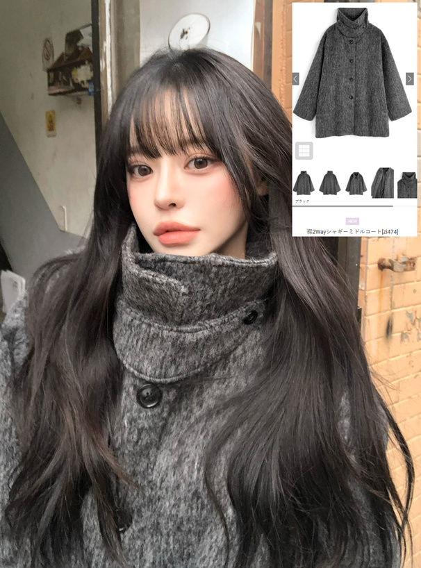 襟2Wayシャギーミドルコート[zi474] | レディースファッション通販の