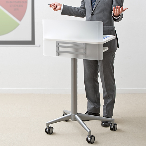 演台（講演台・大型キャスター・中棚・高さ95cm） EZ1-DESK096 | 激安