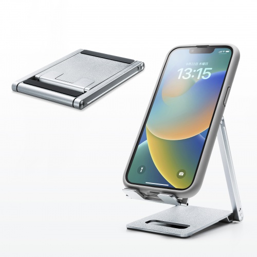 モバイルスタンド（折りたたみ式・超薄型9mm・アルミ製・冷却・無段階