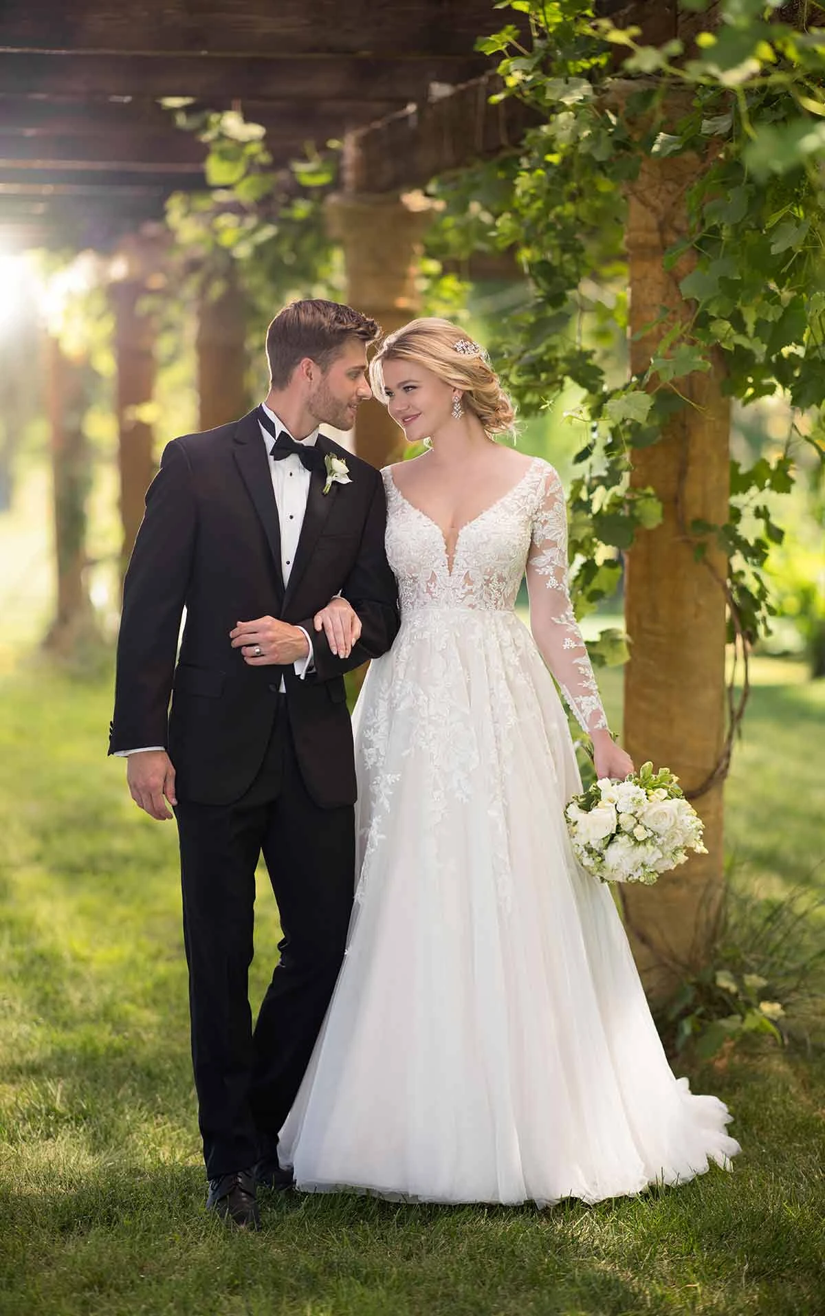 Long Sleeved Wedding Dress with Tulle Skirt - Essense of Australia
