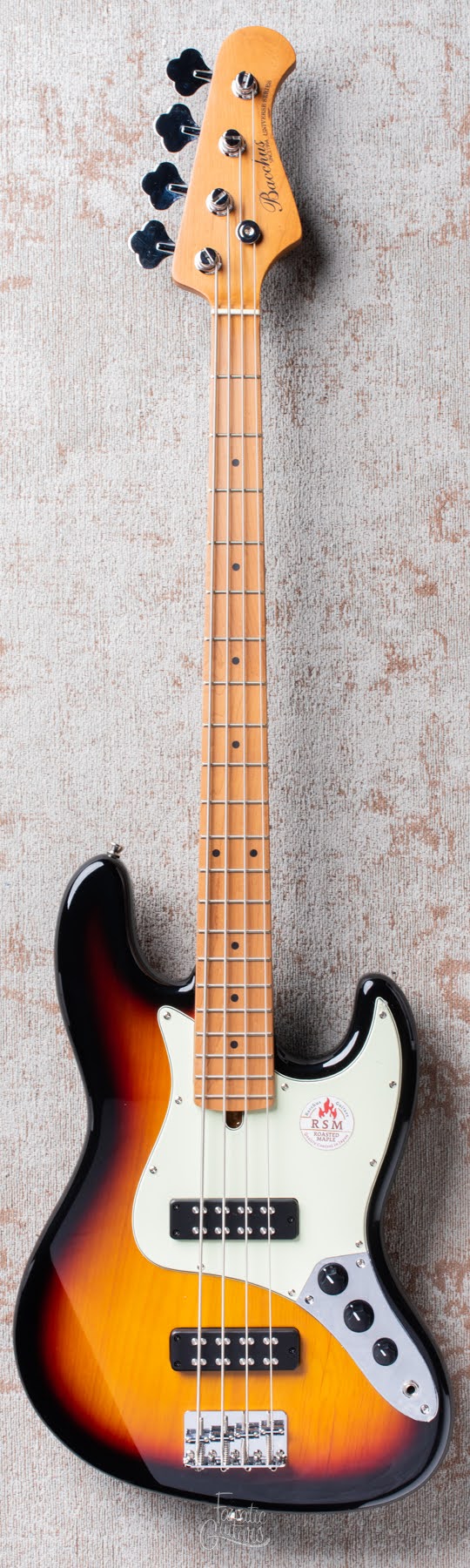 Bacchus Universe Series Jazz Bass H-H Roasted - 3 Tone Sunburst