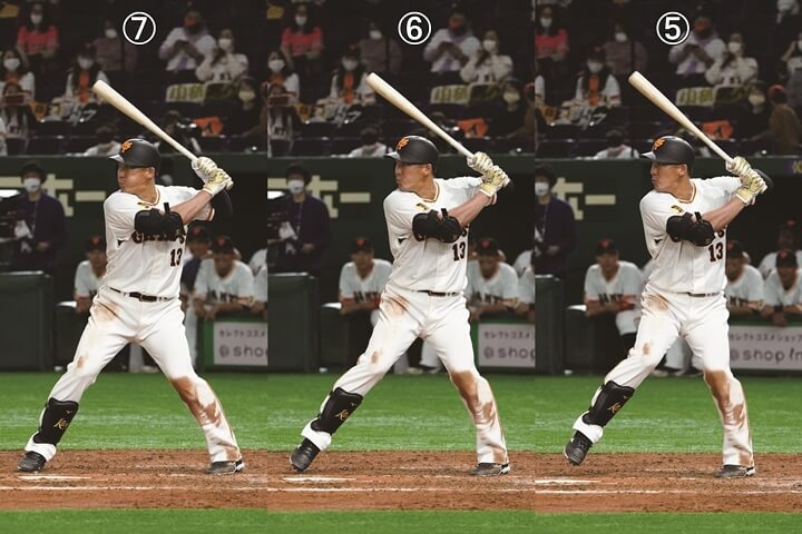 連続写真】巨人・梶谷隆幸「開いた状態で待ち、すぐにバットを出せる