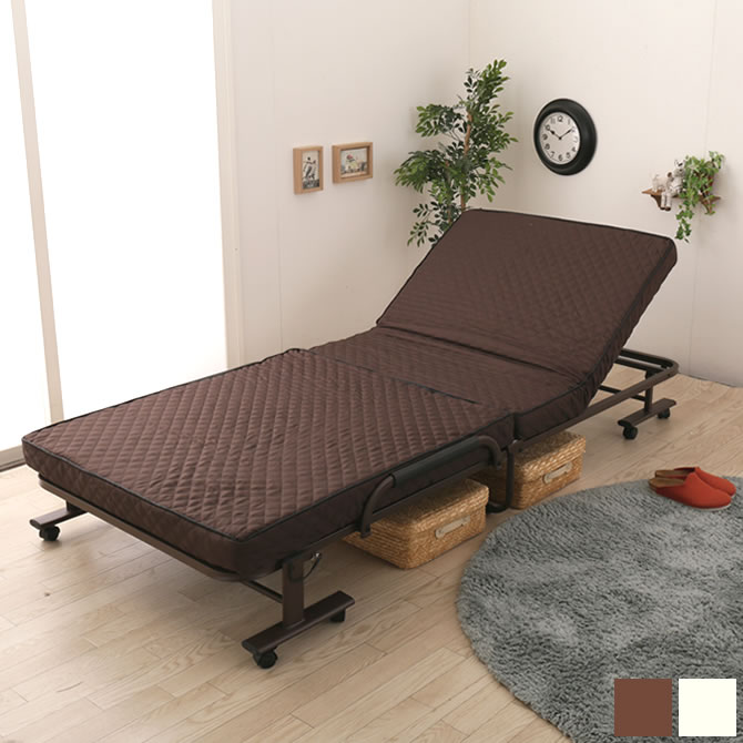 ポイント10倍】折りたたみベッド シングル 完成品 組立不要 キャスター