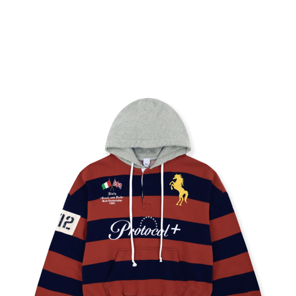 STRIPE POLO HOODIE - RED : protocol-index