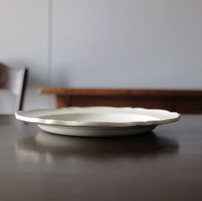 クレイユ CREIL ファイアンスフィーヌ 平皿 花リム ディナー皿 φ23.5cm