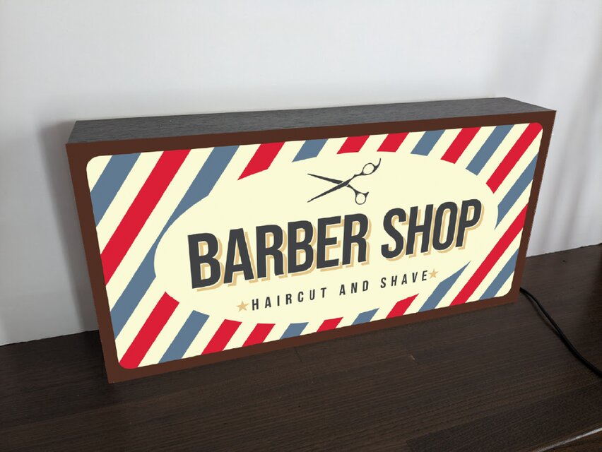 Lサイズ 文字変更無料】バーバーショップ 理容室 ヘアーサロン 床屋