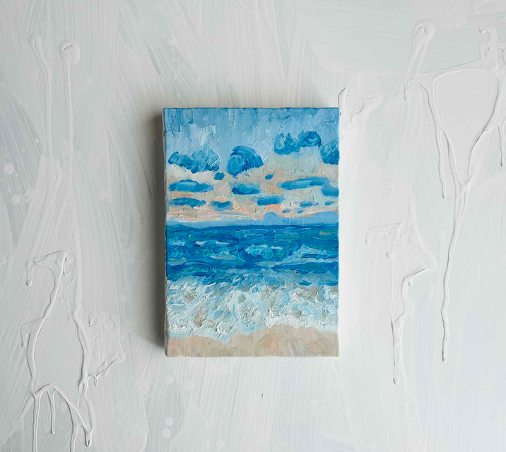 原画「朝の海6」サムホール・油彩画 | iichi 日々の暮らしを心地よく