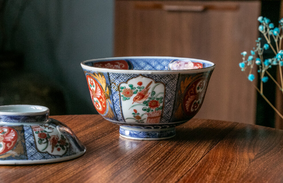 染付 筒 筒茶碗 花窓文 火入れ 古伊万里 古美術 古道具 アンティーク