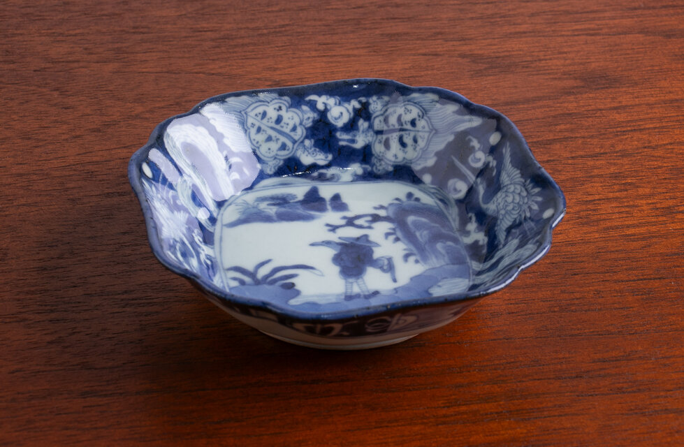 古伊万里 染付 山水鶴亀文 四方皿 江戸後期 E948 | iichi 日々の暮らし