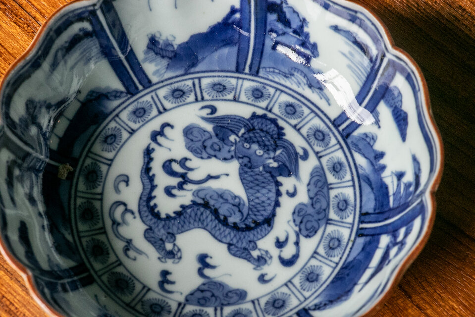 古伊万里 染付 山水雲龍文 なます皿 江戸後期 E006 | iichi 日々の