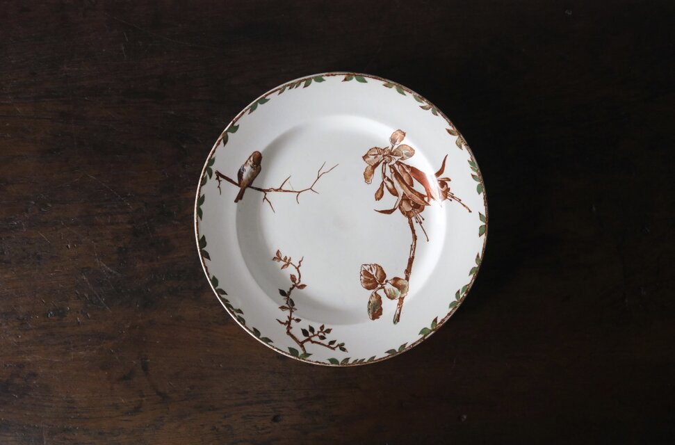 ジャスパー テラコッタ 皿額装エナメル彩アンティーク 12/15迄