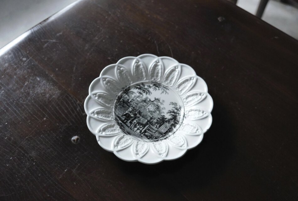 David Johnston Bordeaux ボルドー 花の形 グリザイユ皿 フランス