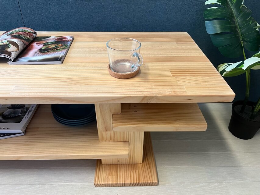 送料無料】 ローテーブル 木組みたっぷり収納 120cm 45cm パイン