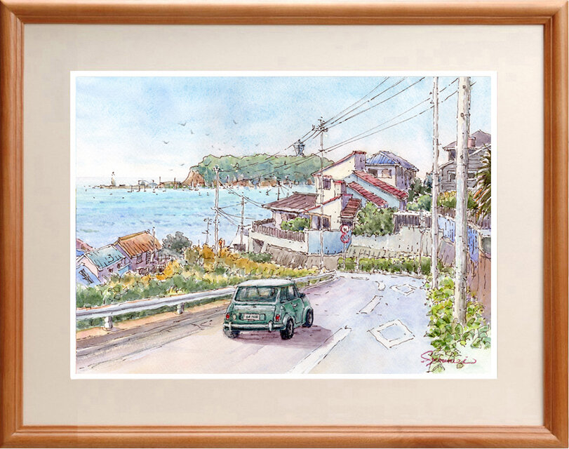 水彩画「山下公園から」 水彩画「山下公園から」