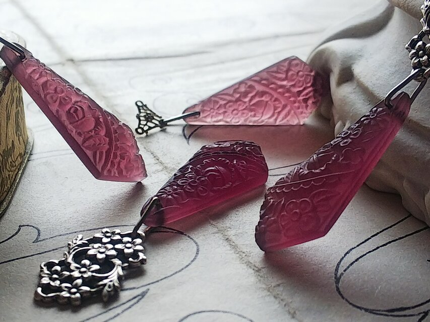 ヴィンテージ Grape-Froral-Pendant（32×15㎜）アールデコ ネックレス