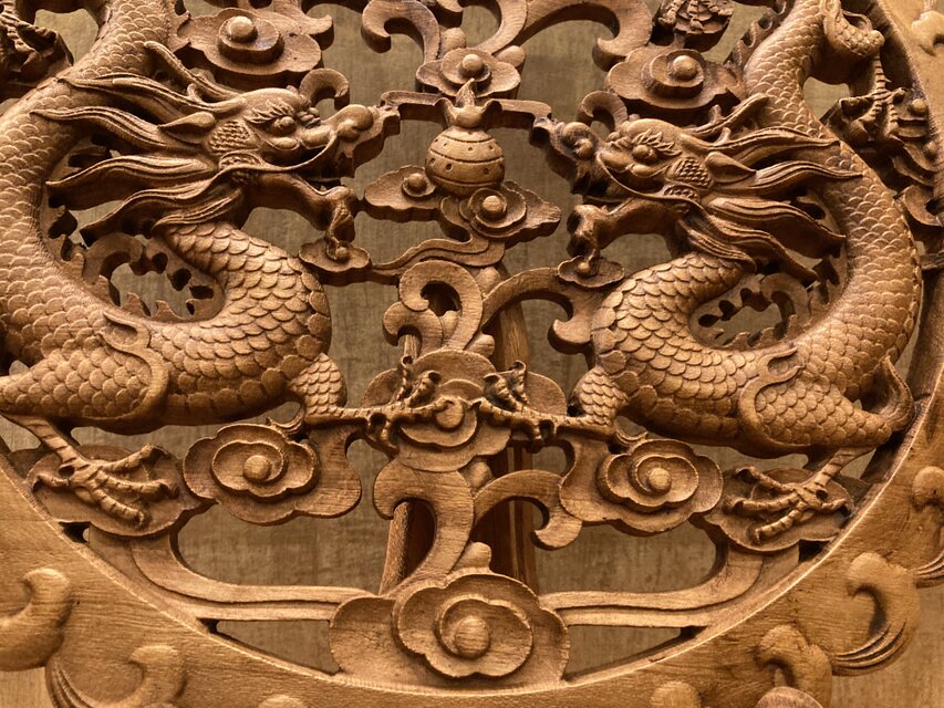 対称双竜 38cm（龍・竜・雲) 参次元彫刻 | iichi 日々の暮らしを