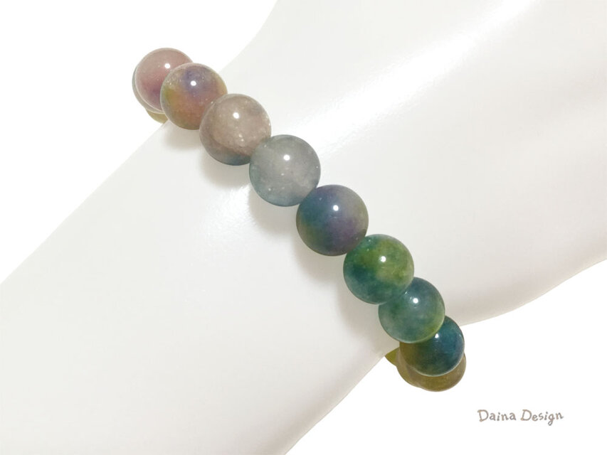 アゲート ブレスレット カラフル 黄 青 緑 ピンク 瑪瑙 レア 天然石