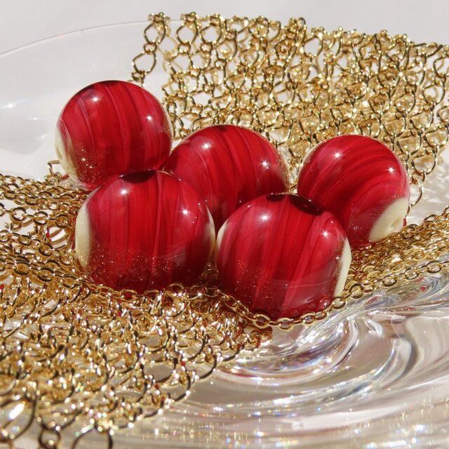 とんぼ玉 ネックレス 国産 伝統的 工芸品 赤 レッド | iichi 日々の