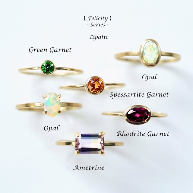 K18ロードライトガーネットのオーバルカット覆輪リング ～Aphrodite