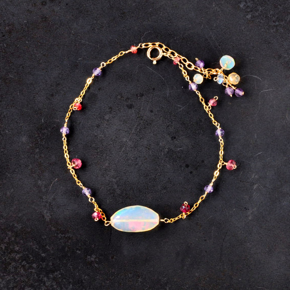 ショップ 【再販】14kgfプレシャスオパールブレスレット shilo様 AAA+