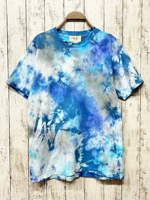 タイダイ染め ビッグシルエット Tシャツ Mサイズ ブルー ムラ染め
