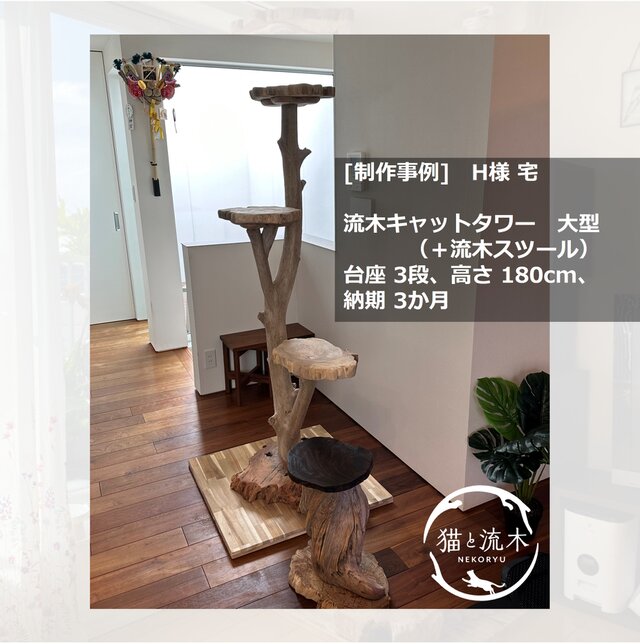 猫と流木ねこりゅう】完全オーダーメイド 流木キャットタワー 中型