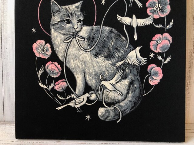 n*y様 【黒猫と共に】アクリル画 F3 風景画 絵画 n*y様 【黒猫と共に