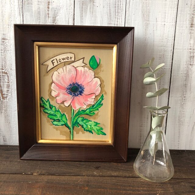 未使用】マーブルアート 「 花 Ⅰ 」 F6 額装品 未使用】マーブル