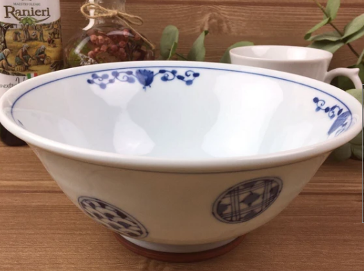 大特価】【新品】 美濃焼染付伊万里焼風草花紋ラーメン鉢 サイズ：縦19