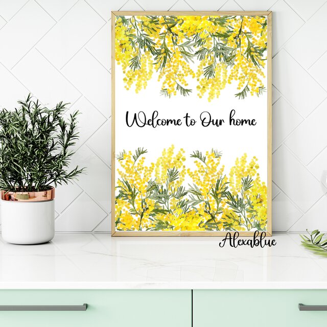選べる！華やかミモザ アート インテリアポスター 玄関インテリア