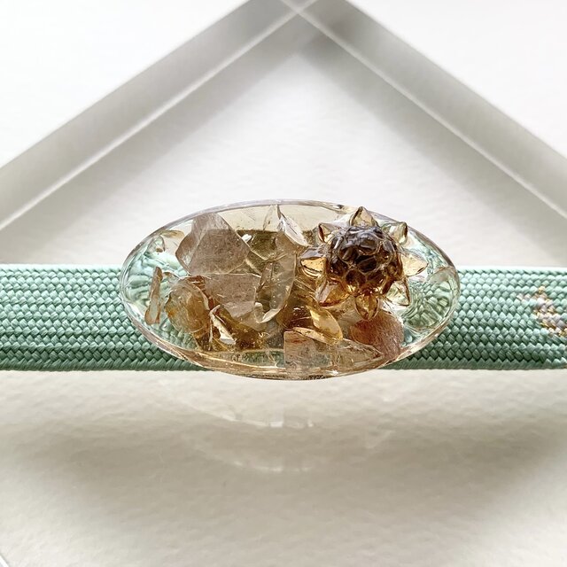 Happy S 14Kグリーンクォーツ 帯留め兼ブローチ Happy S様専用 14K