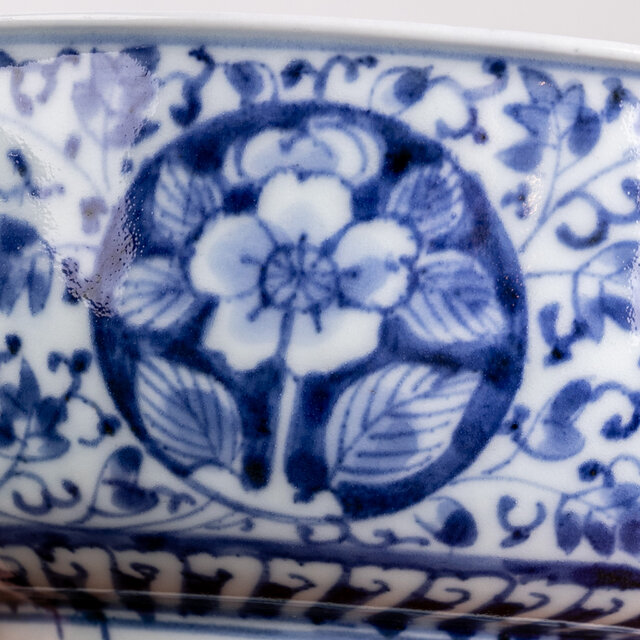 古伊万里 染付花鳥文深鉢 江戸時代中期から後期頃 優品 古伊万里 染付