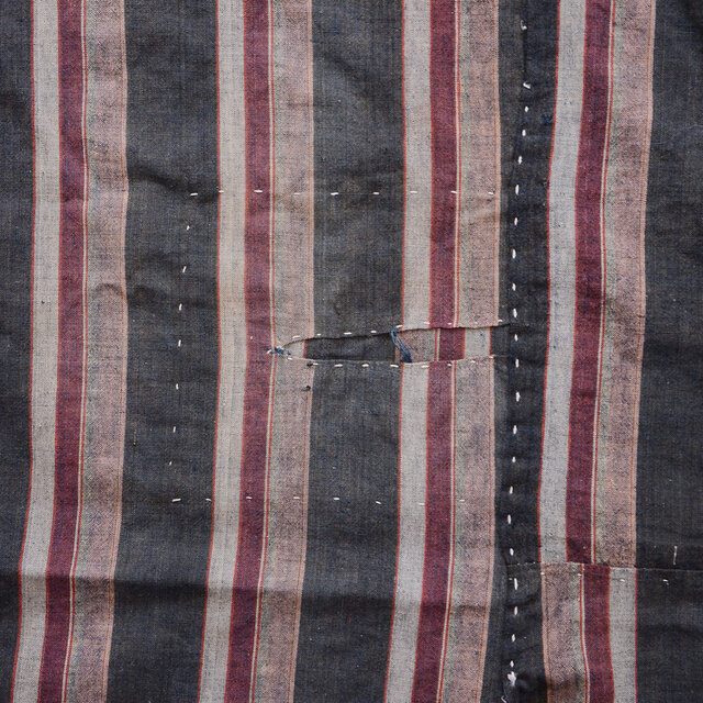 襤褸 古布 木綿 藍染 リメイク素材 生地 縞模様 ジャパンヴィンテージ
