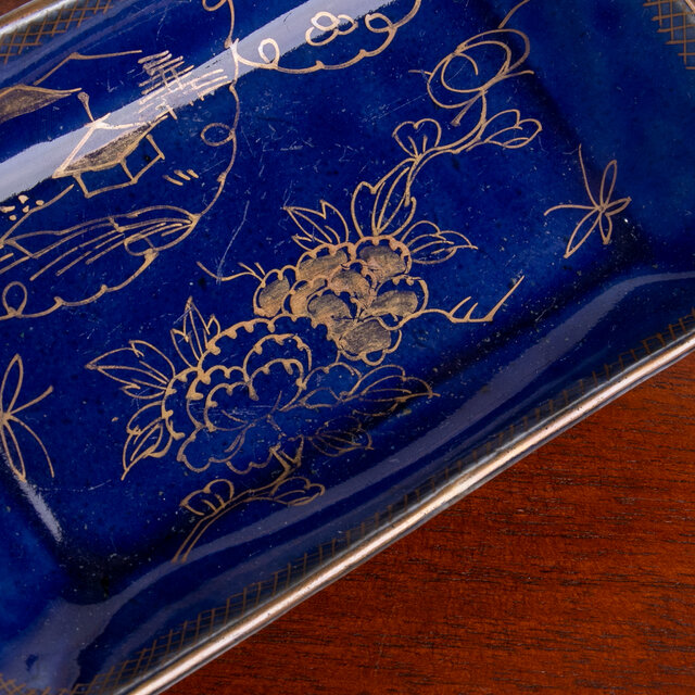 古伊万里瑠璃金彩あざみ図なます皿5枚 [B25907] 古伊万里瑠璃金彩