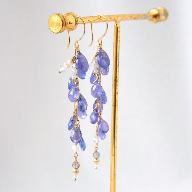 専用✳︎タンザナイトとマラヤガーネット 14kgf 天然石ピアス